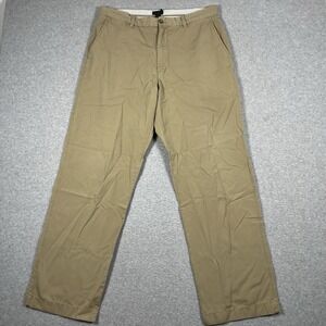 J Crew Pants Mens 36x32 Beige Chino Flat Front Cotton Relaxed Straight Preppy